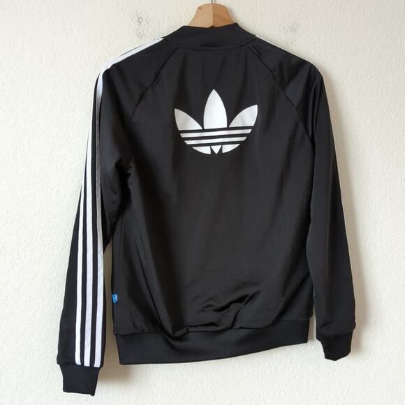 adidas Womens Superstar Track Jacket Black 3 Stripe Full Zip Classic Small Retro - Picture 9 of 11